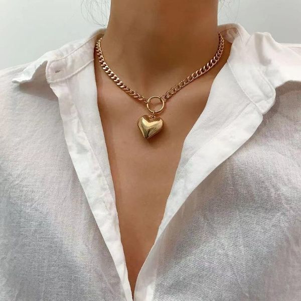 pendant necklaces simple metal heart-shaped necklace lady charm thick chain jewelry gift, Silver
pendant necklaces simple metal heart-shaped necklace lady charm thick chain jewelry gift, Silver