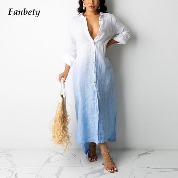 casual dresses women gradient autumn maxi dress lady elegant long sleeve party fashion turndown collar button shirt, Black;gray
casual dresses women gradient autumn maxi dress lady elegant long sleeve party fashion turndown collar button shirt, Black;gray