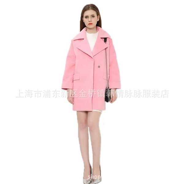 women's wool & blends 2021 european fashion duffel coat outwear womens autumn winter pink woolen blend jacket female cashmere coats cas, Black
women's wool & blends 2021 european fashion duffel coat outwear womens autumn winter pink woolen blend jacket female cashmere coats cas, Black