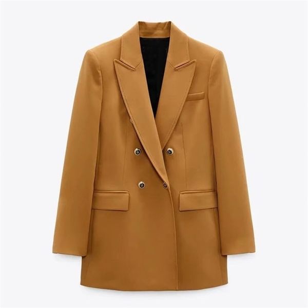 za women autumn fashion long double breasted blazer coat vintage sleeve pockets female outerwear chic 211122, White;black
za women autumn fashion long double breasted blazer coat vintage sleeve pockets female outerwear chic 211122, White;black