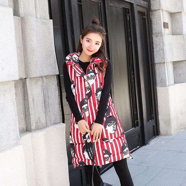 women's vests 2021 autumn winter for women zipper cotton female long hooded printing big pocket jacket parkas, Black;white
women's vests 2021 autumn winter for women zipper cotton female long hooded printing big pocket jacket parkas, Black;white