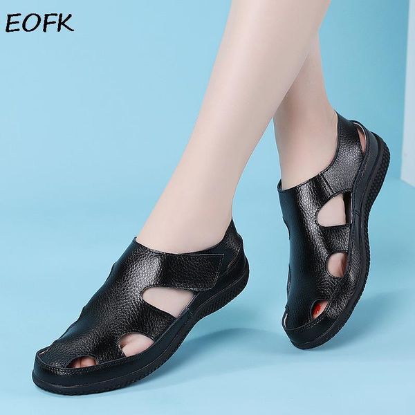 sandals eofk comfortable summer woman genuine leather casual women's flats beach shoes hollow female retro, Black
sandals eofk comfortable summer woman genuine leather casual women's flats beach shoes hollow female retro, Black