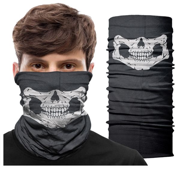 

3d seamless bandana tubular buff cycling neck gaiter skull army headband hiking scarf bike skimask windproof balaclava women men, Blue;gray