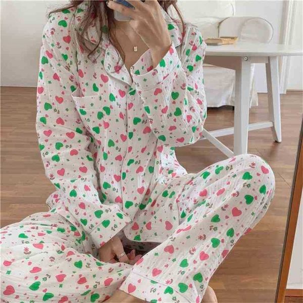 chic two piece suit pajamas sets printed hearts cute loose casual all match sweet homewear cotton nightwear 210525, Black;red
chic two piece suit pajamas sets printed hearts cute loose casual all match sweet homewear cotton nightwear 210525, Black;red
