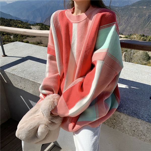 2021 new panelled women candy color stripes sweaters o-neck collar long sleeve jumpers autumn winter knitting pullovers outerwear g5i9, White;black
2021 new panelled women candy color stripes sweaters o-neck collar long sleeve jumpers autumn winter knitting pullovers outerwear g5i9, White;black