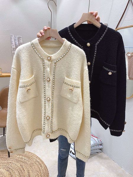 xiaoxiangfeng knitted jacket women's short 2020 new autumn fashion celebrity temperament foreign style versatile sweater cardigan, White;black
xiaoxiangfeng knitted jacket women's short 2020 new autumn fashion celebrity temperament foreign style versatile sweater cardigan, White;black