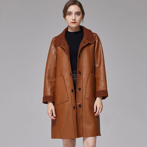 women's leather & faux spring autumn woman plus size buttons loose straight outerwear casual overcoat streetwear all-match jackets, Black
women's leather & faux spring autumn woman plus size buttons loose straight outerwear casual overcoat streetwear all-match jackets, Black