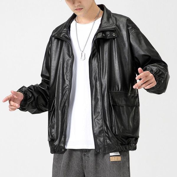 men's jackets mrgb pu leather jacket japanese style oversize fashion mens coats loose casual solid color thicken vintage male outerwear, Black;brown
men's jackets mrgb pu leather jacket japanese style oversize fashion mens coats loose casual solid color thicken vintage male outerwear, Black;brown