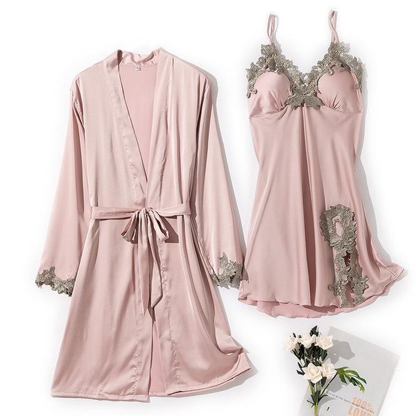 women's sleepwear lace kimono bathrobe gown nightwear satin 2 pieces robe set for women spring summer silky intimate lingerie, Black;red
women's sleepwear lace kimono bathrobe gown nightwear satin 2 pieces robe set for women spring summer silky intimate lingerie, Black;red