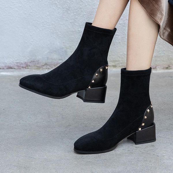 boots 2021 ladies flannel stretch rivet stitching high heels large size casual women's shoes q12-09, Black
boots 2021 ladies flannel stretch rivet stitching high heels large size casual women's shoes q12-09, Black