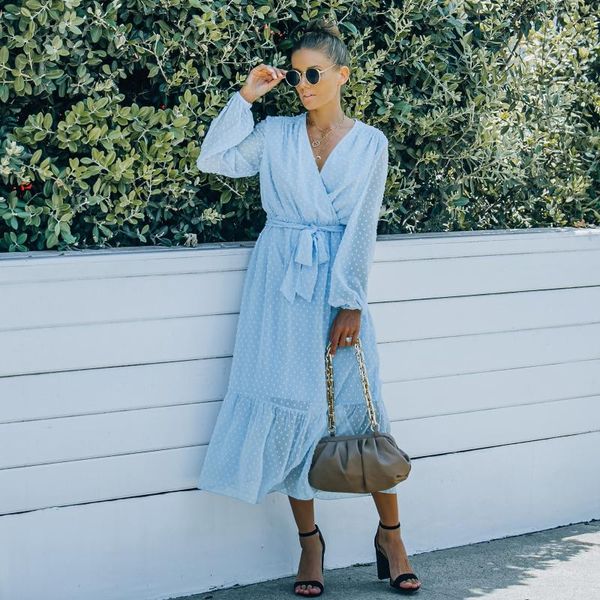 casual dresses fashion v-neck bow lace up chiffon midi dress women autumn long-sleeved polka-dot solid color loose chic sashes holiday, Black;gray
casual dresses fashion v-neck bow lace up chiffon midi dress women autumn long-sleeved polka-dot solid color loose chic sashes holiday, Black;gray