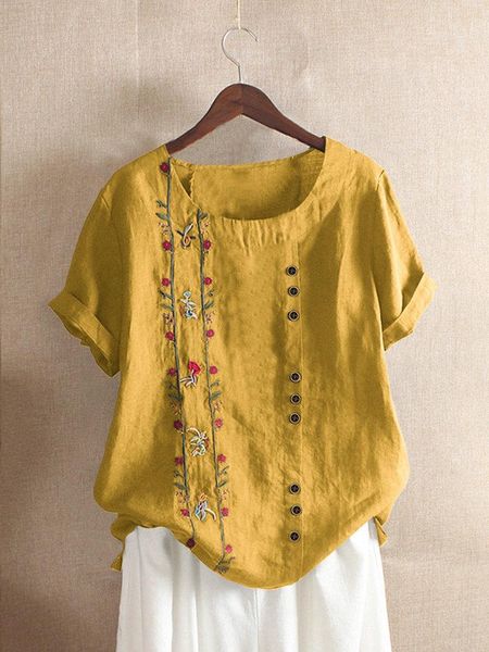 women's blouses & shirts 2021 cotton linen embroidered women blouse shirt single breasted lady o neck bat sleeve fragmentary floret plu, White
women's blouses & shirts 2021 cotton linen embroidered women blouse shirt single breasted lady o neck bat sleeve fragmentary floret plu, White