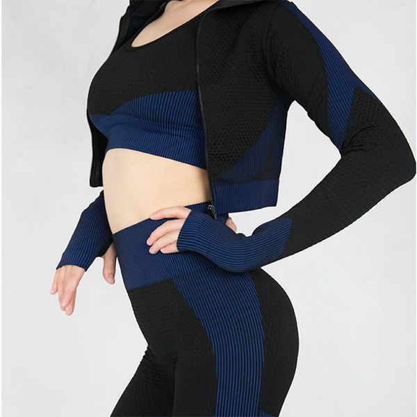 women's jackets sportswear seamless casual fitness long sleeve jacket push up gym sport bra high waist pant 3 piece set slim suit, Black;brown
women's jackets sportswear seamless casual fitness long sleeve jacket push up gym sport bra high waist pant 3 piece set slim suit, Black;brown