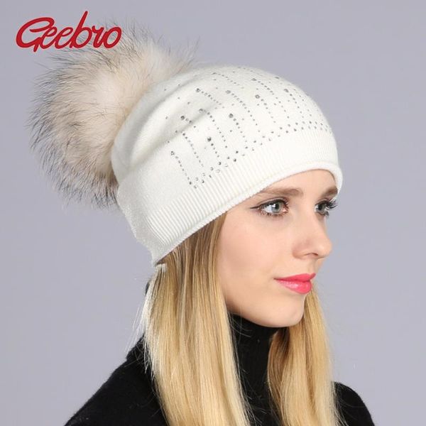 beanie/skull caps geebro women winter warm knitting hats with raccoon fur pom beanies girls autumn solid color ladies rhinestones bonnet, Blue;gray
beanie/skull caps geebro women winter warm knitting hats with raccoon fur pom beanies girls autumn solid color ladies rhinestones bonnet, Blue;gray