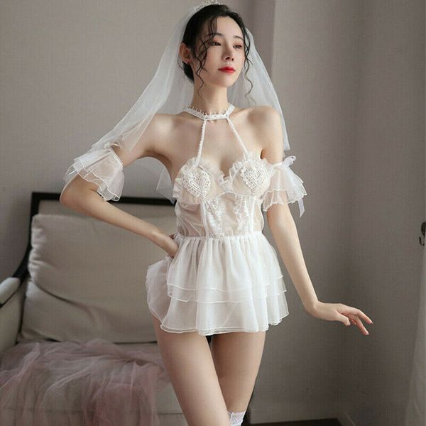 women bride uniform club cosplay costume outfit babydoll lingerie set gift, Black;white
women bride uniform club cosplay costume outfit babydoll lingerie set gift, Black;white
