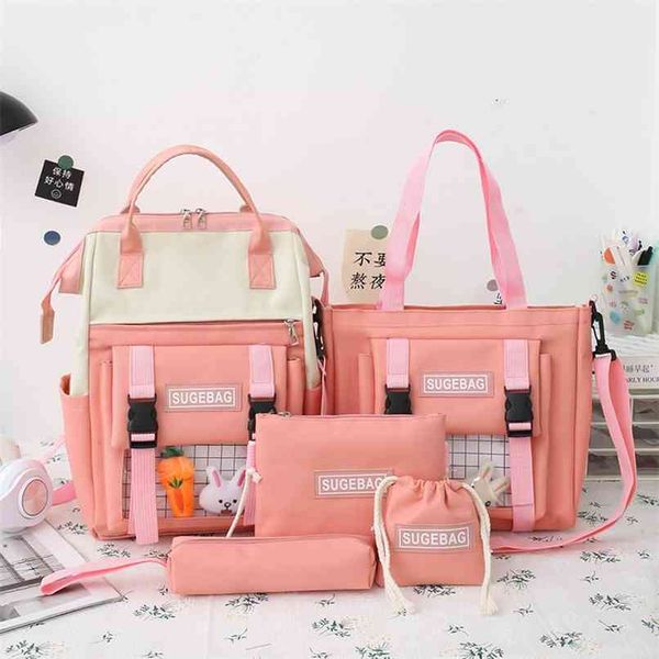 5 pcs set korean kawaii women lapbackpack canvas school bags for teenage girls college student kids book bag rucksack 210911
5 pcs set korean kawaii women lapbackpack canvas school bags for teenage girls college student kids book bag rucksack 210911
