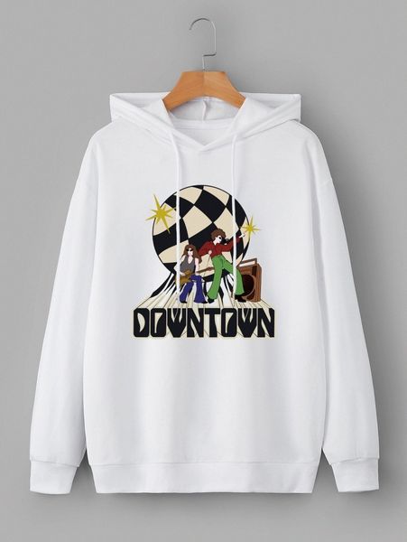 men figure & letter graphic drop shoulder drawstring hoodie u0js#, Black 
men figure & letter graphic drop shoulder drawstring hoodie u0js#, Black