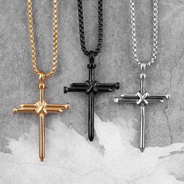 pendant necklaces stainless steel black gold cross nails men pendants chain punk for boyfriend male jewelry creativity gift wholesale, Silver
pendant necklaces stainless steel black gold cross nails men pendants chain punk for boyfriend male jewelry creativity gift wholesale, Silver