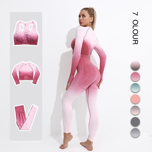 yoga outfit seamless ombre women suit gym long sleeve crop sports bra high waist leggings workout fitness clothing set
yoga outfit seamless ombre women suit gym long sleeve crop sports bra high waist leggings workout fitness clothing set