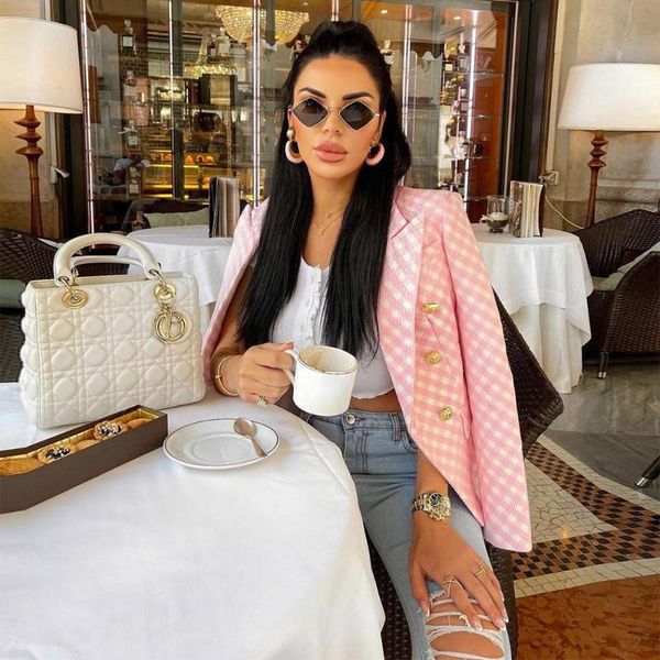women's suits & blazers women pink plaid blazer jacket 2021 long sleeve office lady fashion chic outwear for club party streetwear autu, White;black
women's suits & blazers women pink plaid blazer jacket 2021 long sleeve office lady fashion chic outwear for club party streetwear autu, White;black