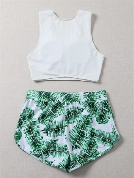 new sport fashion two pieces set bikini white crop green leaf boxer short pant swimsuit bathing swimming suit for womeing
new sport fashion two pieces set bikini white crop green leaf boxer short pant swimsuit bathing swimming suit for womeing