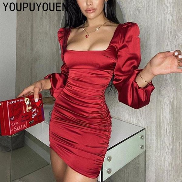 casual dresses 2021 spring summer women elegant satin square neck puff long sleeve ruched party dress fashion backless bodycon clothes, Black;gray
casual dresses 2021 spring summer women elegant satin square neck puff long sleeve ruched party dress fashion backless bodycon clothes, Black;gray