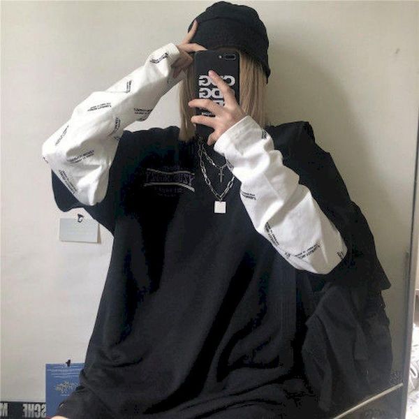 men's t-shirts long sleeve fake two-piece t shirt striped big men and women clothing fashion 2021 oversized tees clothes goth, White;black
men's t-shirts long sleeve fake two-piece t shirt striped big men and women clothing fashion 2021 oversized tees clothes goth, White;black