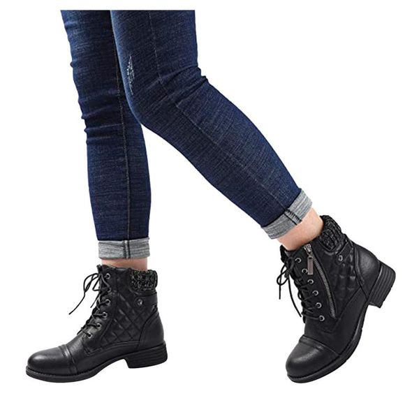 boots fashion ladies ankle motorcycle flat shoes leather zipper round toe drawstring zapatos de mujer, Black
boots fashion ladies ankle motorcycle flat shoes leather zipper round toe drawstring zapatos de mujer, Black