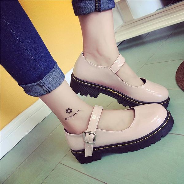 dress shoes vintage round toe doll single preppy style buckle heel women's fashion small leather, Black
dress shoes vintage round toe doll single preppy style buckle heel women's fashion small leather, Black