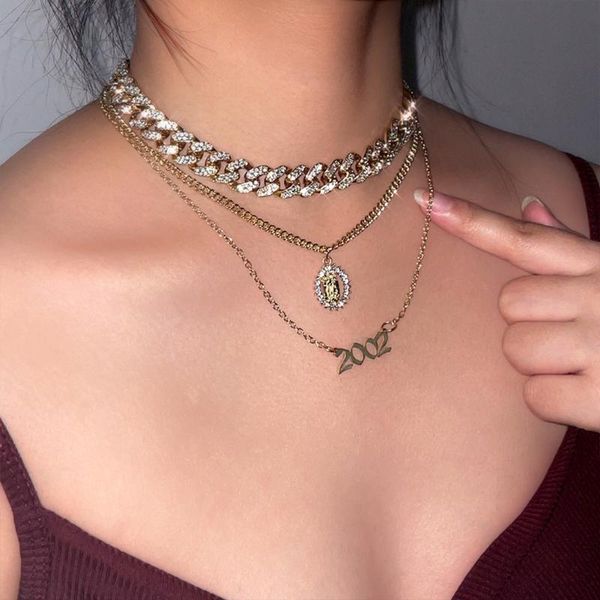 chains golden multilayer crystal cuban link choker necklace for women fashion year virgin mary jesus pendant statement jewelry, Silver
chains golden multilayer crystal cuban link choker necklace for women fashion year virgin mary jesus pendant statement jewelry, Silver