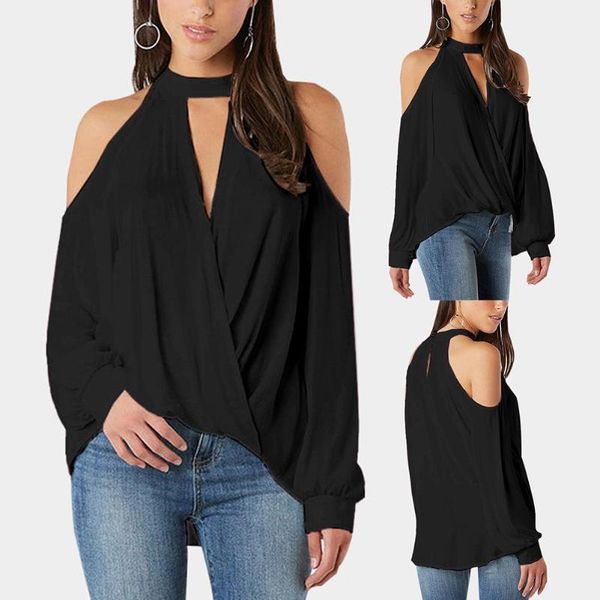 long sleeve blouse all-match nylon/ polyester/spandex women's blouse autumn women solid color cold shoulder halter v neck, White
long sleeve blouse all-match nylon/ polyester/spandex women's blouse autumn women solid color cold shoulder halter v neck, White