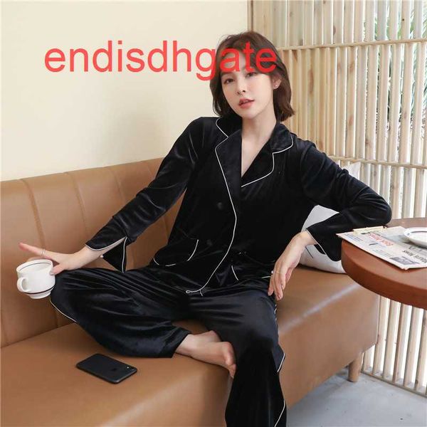 long autumn velour and winter pajamas 2020 new sleeve trousers cardigan double breasted women's outdoor home c, Black;white
long autumn velour and winter pajamas 2020 new sleeve trousers cardigan double breasted women's outdoor home c, Black;white