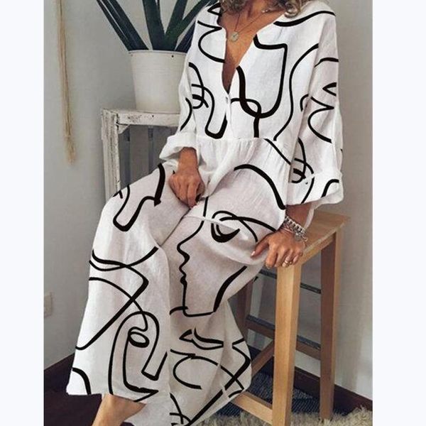 casual dresses abstract face print white dress women v-neck button long sleeve party maxi femme robe vestidos vintage, Black;gray
casual dresses abstract face print white dress women v-neck button long sleeve party maxi femme robe vestidos vintage, Black;gray