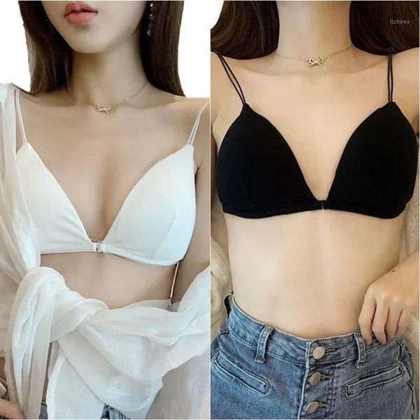 bustiers & corsets french style front buckle bra solid color wireless thin underwear soft strappy bras, Black;white
bustiers & corsets french style front buckle bra solid color wireless thin underwear soft strappy bras, Black;white