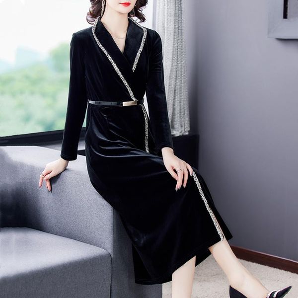 casual dresses coigarsam women dress autumn 2022 office lady long sleeve solid high waist belt v-neck black robe vestidos, Black;gray
casual dresses coigarsam women dress autumn 2022 office lady long sleeve solid high waist belt v-neck black robe vestidos, Black;gray