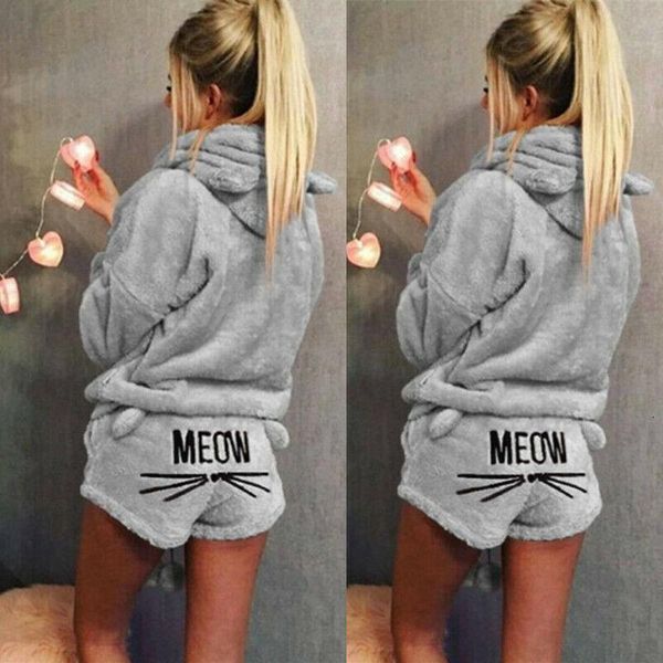 winter flannel pajamas set bear hooded women pajamas shorts warm coral fleece sleepwear sets, Black;red
winter flannel pajamas set bear hooded women pajamas shorts warm coral fleece sleepwear sets, Black;red