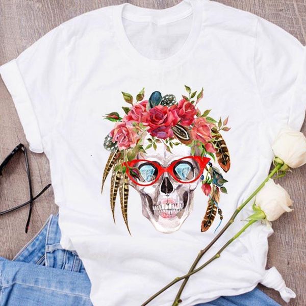 women graphic flower feather skull fashion ladies print halloween clothing clothes lady tees female t shirt womens t-shirt, White
women graphic flower feather skull fashion ladies print halloween clothing clothes lady tees female t shirt womens t-shirt, White