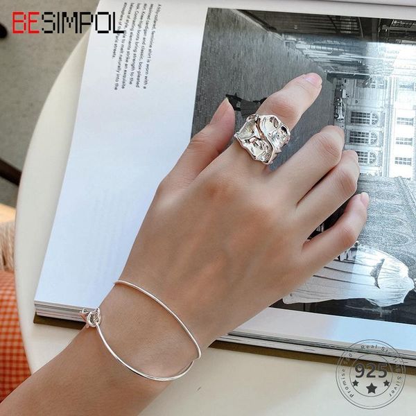 cluster rings besimpol real 925 sterling silver french style special irregular wide surface for women fashion fine jewelry gifts, Golden;silver
cluster rings besimpol real 925 sterling silver french style special irregular wide surface for women fashion fine jewelry gifts, Golden;silver