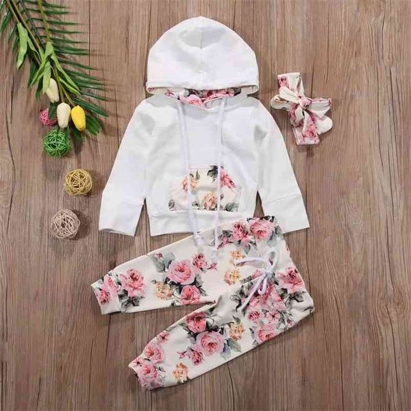 spring autumn baby girls clothes sets cotton long sleeves t-shirt+flower pants +headband 3pcs toddler kids clothing 210611, White
spring autumn baby girls clothes sets cotton long sleeves t-shirt+flower pants +headband 3pcs toddler kids clothing 210611, White