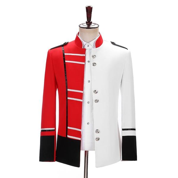 men's suits & blazers xs-5xl men clothing singer fashion red white stitching slim suit jacket dj gd court stage performance costumes fo, White;black
men's suits & blazers xs-5xl men clothing singer fashion red white stitching slim suit jacket dj gd court stage performance costumes fo, White;black
