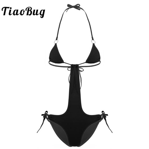 tiaobug women bodysuit one-piece solid color ultra-thin beach lingerie halter backless self-tie high cut swimsuit swimwear
tiaobug women bodysuit one-piece solid color ultra-thin beach lingerie halter backless self-tie high cut swimsuit swimwear