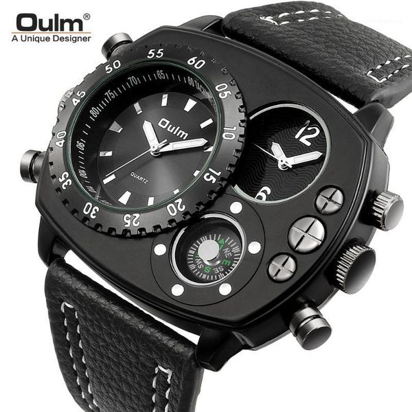 oulm leather strap casual watch men's luxury two time zone quartz large spherical sports men wristwatches, Slivery;brown
oulm leather strap casual watch men's luxury two time zone quartz large spherical sports men wristwatches, Slivery;brown