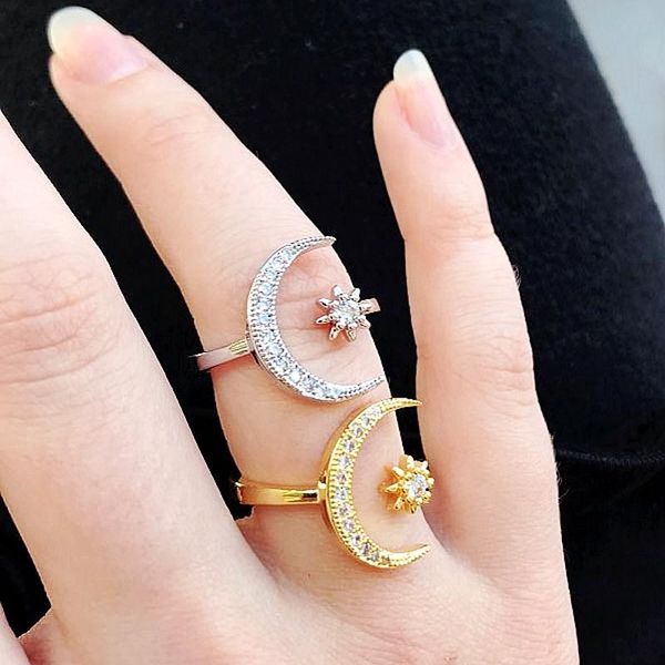 cluster rings promise 925 sterling silver moon ring zircon stone for women wedding engagement fashion diamond jewelry, Golden;silver
cluster rings promise 925 sterling silver moon ring zircon stone for women wedding engagement fashion diamond jewelry, Golden;silver