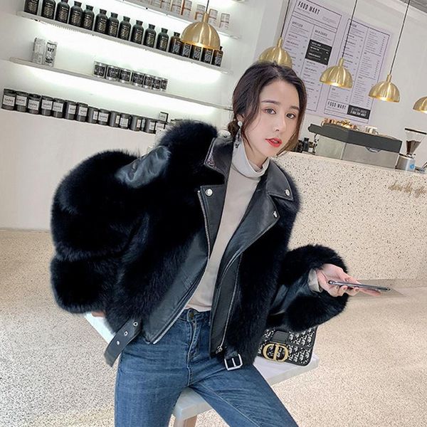 women's fur & faux women 2021 winter fashion coats female motorcycle turn down collar outwear ladies short warm jackets r361, Black
women's fur & faux women 2021 winter fashion coats female motorcycle turn down collar outwear ladies short warm jackets r361, Black