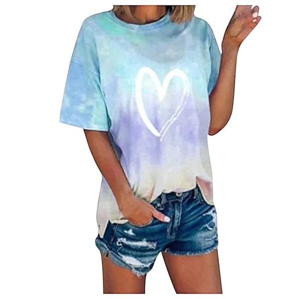 women's t-shirt women gradient heart print t-shirts short sleeve summer casual street sport loose tee lady o-neck tie-dye #t1g, White
women's t-shirt women gradient heart print t-shirts short sleeve summer casual street sport loose tee lady o-neck tie-dye #t1g, White