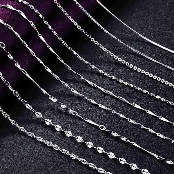 s925 plated necklace silver clavicle melon seed water wave platinum colored gold chain, Black
s925 plated necklace silver clavicle melon seed water wave platinum colored gold chain, Black
