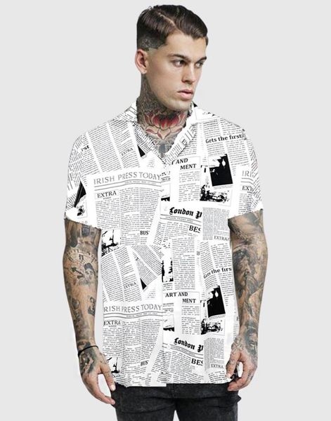 men's casual shirts design resort spaper print - short-sleeved shirt, White;black
men's casual shirts design resort spaper print - short-sleeved shirt, White;black