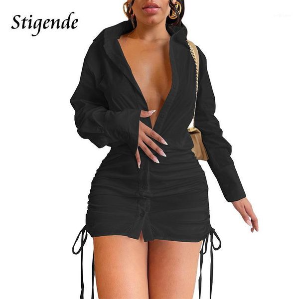 casual dresses stigende drawstring button shirt dress women full sleeve bodycon bandage ruched turn down collar solid color short, Black;gray
casual dresses stigende drawstring button shirt dress women full sleeve bodycon bandage ruched turn down collar solid color short, Black;gray
