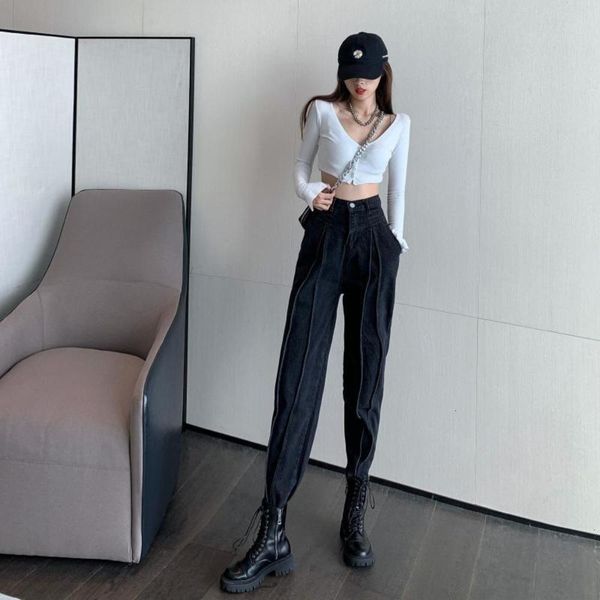 hip hop new autumn winter women's waist loose straight tube 2020 daddy pants show thin and high design sense harlan jeans k, Blue
hip hop new autumn winter women's waist loose straight tube 2020 daddy pants show thin and high design sense harlan jeans k, Blue