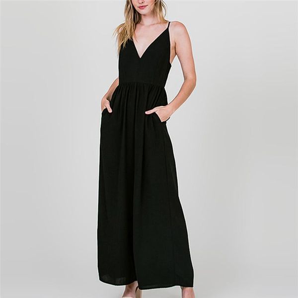 women's jumpsuits & rompers black deep v neck backless high waist long jumpsuit highstreet women cold shoulder strap sleeveless summer, Black;white
women's jumpsuits & rompers black deep v neck backless high waist long jumpsuit highstreet women cold shoulder strap sleeveless summer, Black;white
